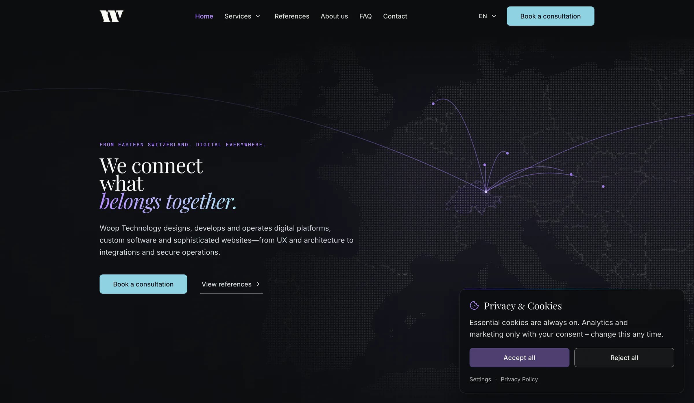 Consent banner in the design of the reference project