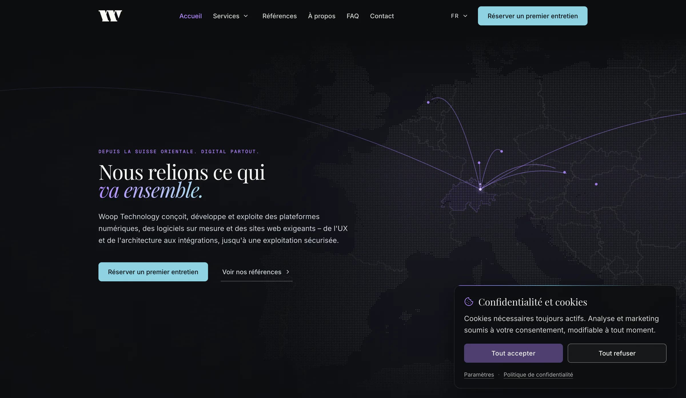 Bandeau de consentement dans le design du projet de référence